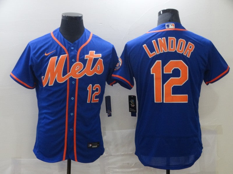 Men's New York Mets Francisco Lindor #12 Blue Jersey